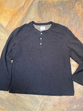 Billy Reid Men’s XXL Charcoal Long Sleeve Henley Luxury Shirt